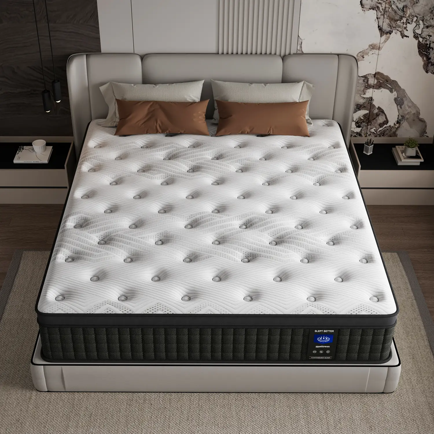 MRH 12-Inch Luxury Hybrid Mattress - Memory Foam and Individual Pocket Springs for Ultimate Support - Motion Isolation Mattress (Twin, Full Size, Queen Size, King) for Family Rooms, Hotels, Queen Size Mattress, High Quality Mattress