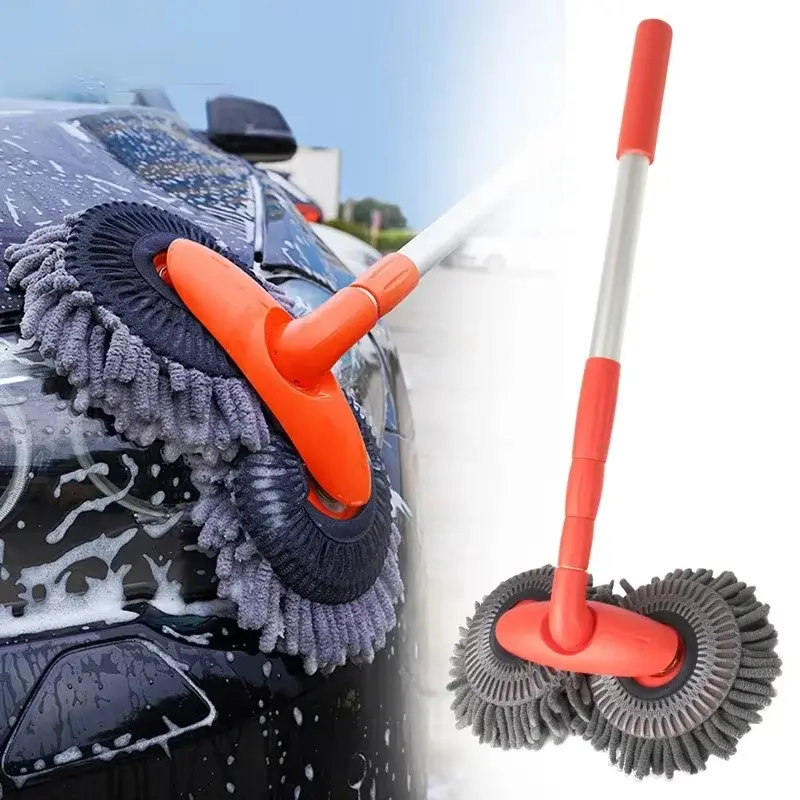 #Summerfinds 43'' Long Handle Car Wash Mop, Detail cleaning, 3X Fast Clean, Retractable Aluminum Alloy Pole, Soft Chenille Material, Avoid Scratching, Suitable for Car, Truck, SUV and Home Clean - Car Wash Accessories! Fathers Day Gift!