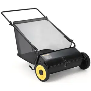 21 Inch Push Lawn Sweeper, Leaf & Grass Collector, Strong Rubber Wheels & Heavy Duty Thickened Steel Durable to Use with Large 3.5 Cu. ft Hopper Bag, 4 Spinning Brushes, Multiple Colors