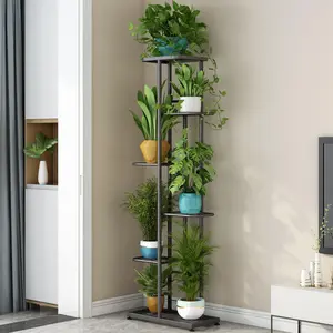 6 Tier 7 Pot Metal Plant Stand for Indoor & Outdoor Use - Rust-Free Iron Plant Organizer Rack with Round Feet for Balcony, Living Room, or Garden Corner
