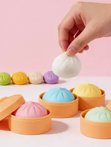 Realistic White Mini Bread Squishy. Slow rebound, stretchable stress relief toy eases anxiety. Ideal for office and home use as a cute decor piece. Safe for all ages. Perfect gift for family, friends, and a thoughtful Mother’s Day present.