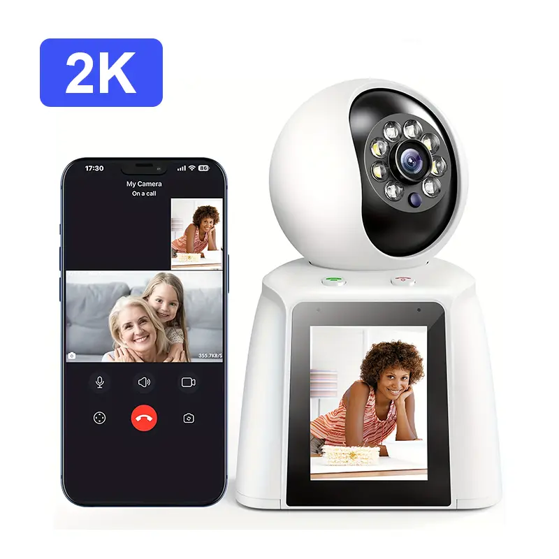 Pet/Baby 2K Indoor Security Camera with 360° Auto Tracking, Two-Way Audio & Night Vision, AI Motion Siren, Remote Monitoring App for Home Elder Nursery