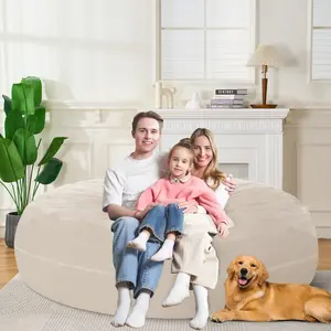 DRAGOSUM 7-Foot Bean Bag Chair Ultra-Soft Velvet Fabric Memory Foam Filling Extra-Large Lounger with Movable Handle & Deep Side Pockets for Dorm Rooms Offices Living Rooms Bedrooms