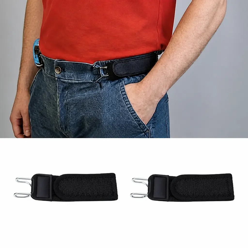 2pcs Adjustable No Buckle Stretch Belt, Versatile Invisible Magic Tape Belt, Buck Belt Hook, Unisex Elastic Waistband with Metal Hook, Buckleless Hook Elastic Belts for Casual Sports Pants