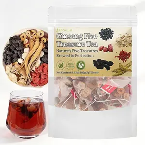 Kidney Tea Formula Ginseng Five Treasure Tea, Chinese Kidney Tea , Natural Herbal Ingredients for Kidney Traditional Bever Organic  Beverage detox cleanse   40cups  (200g) Christmas Thanksgiving Value Pack Filled with Tea Healthy