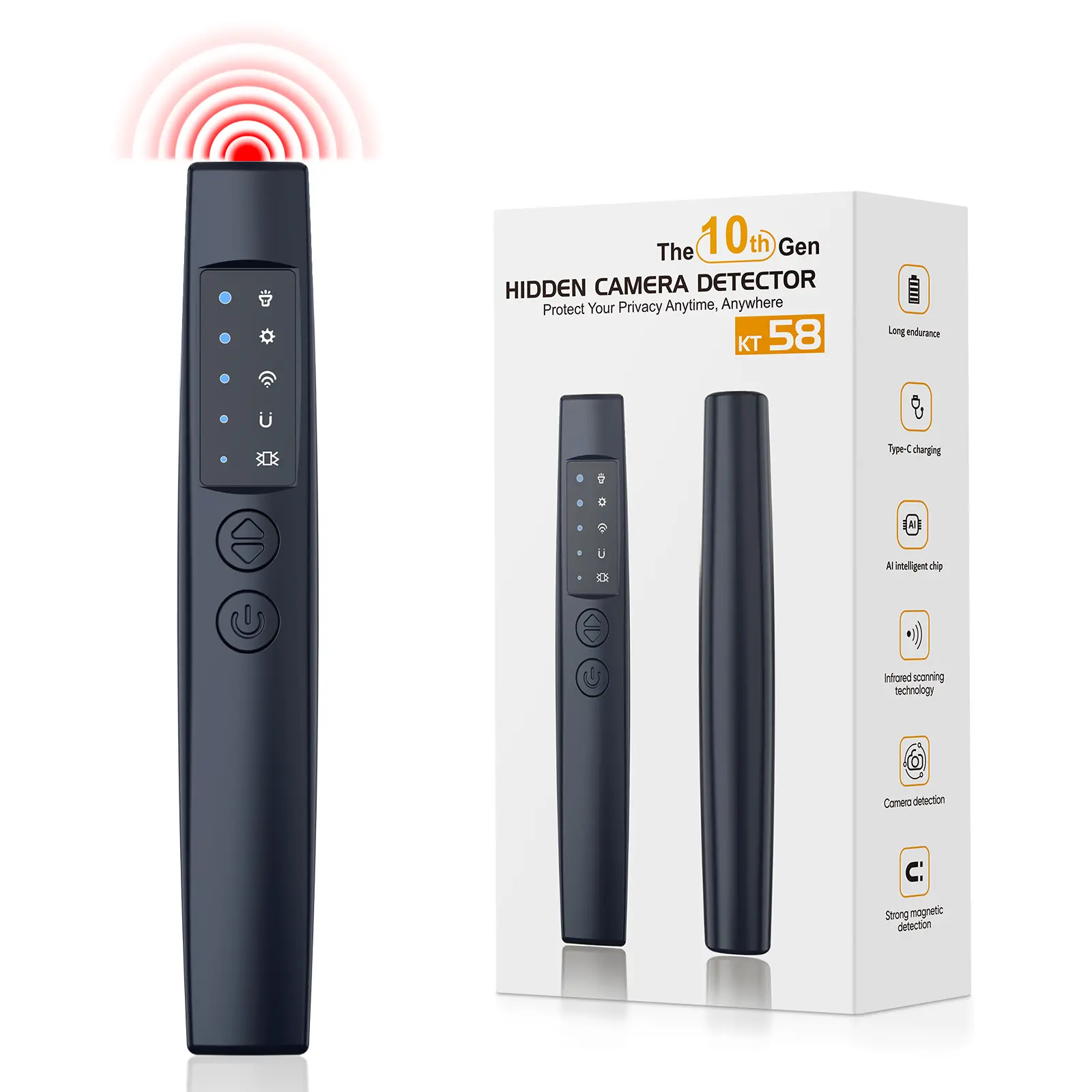 Portable Anti-Spy Detector - Wireless Security Alarm, Battery-Powered Infrared Signal Scanner, Camera & GPS Tracker Finder for Hotel, Car