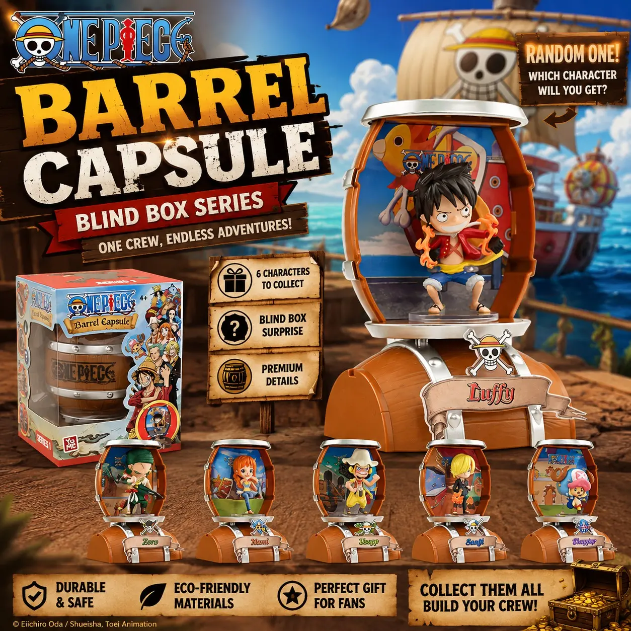 Toei Official One Piece Mystery Blind Box, Collectible Blind Pack, Luffy Zoro Collectible Mini Anime Figure, Shonen Gift, Gaming Room Decor, Random Surprise Pick, Blind Bag Collectible