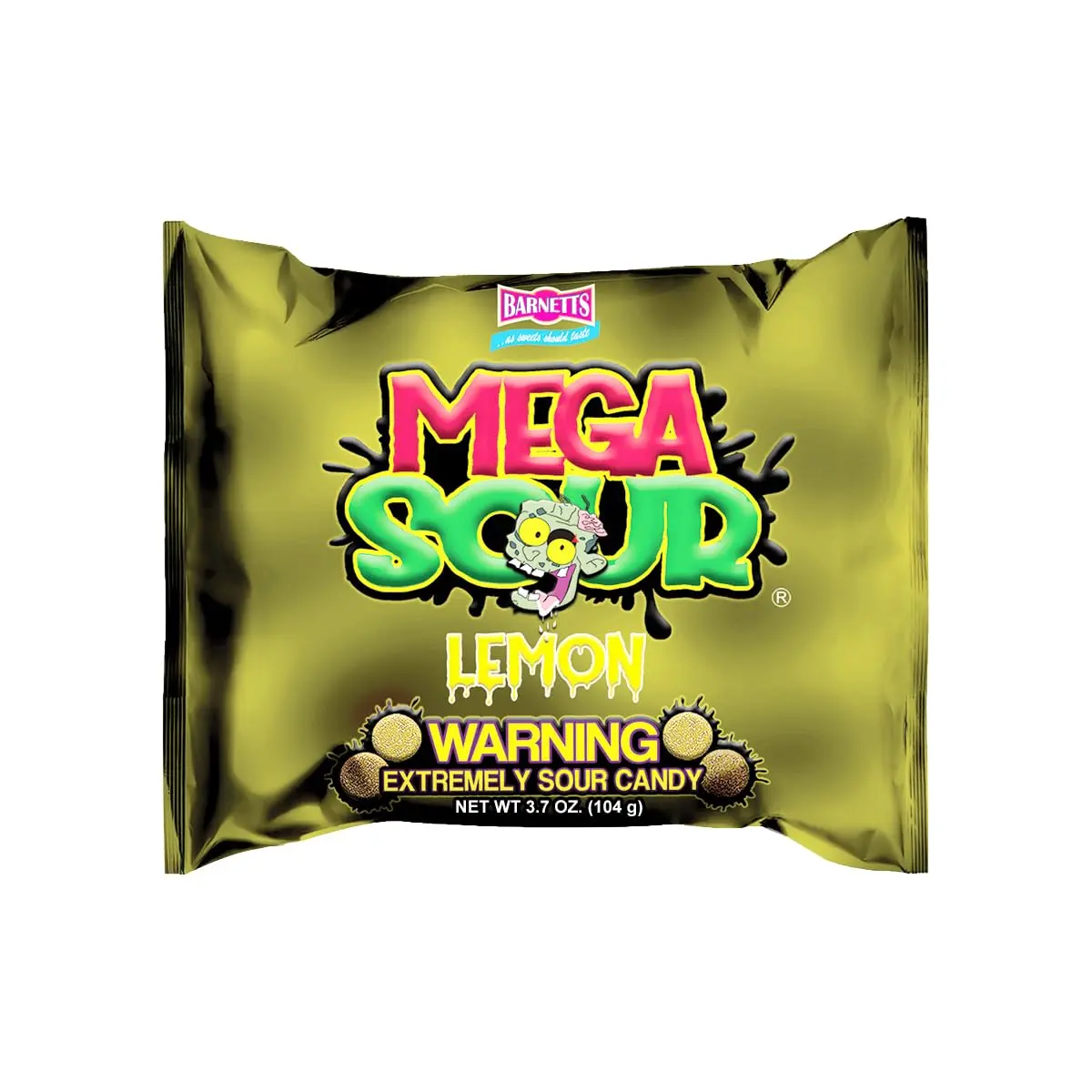 Barnetts Mega Sour Lemon Candy 104g – Handmade British Hard Sweets – Extreme Sour Candy Challenge – Retro Party Bag & Gift Hamper Treats