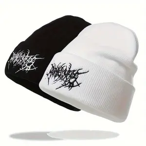 Men's & Women's Casual Gothic Scar Embroidery Knitted Beanie - Fashion Street Ski Cap - For Men & Women - Suitable for Winter & Outdoor Activities - Gift for Fashion Lovers