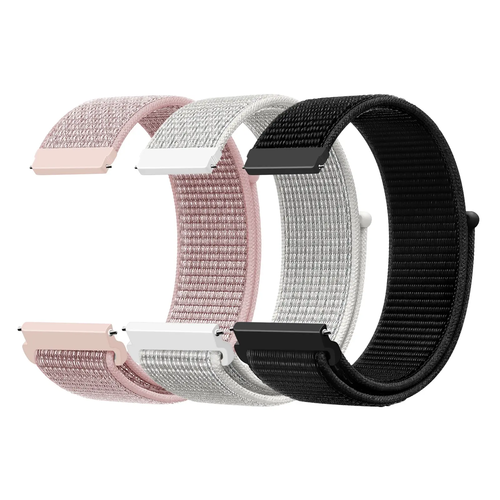 3-Pack Sporty Nylon Watch Straps (20mm/22mm), Quick-Release Design, Removable Straps, Soft Fabric Material, Adjustable Replacement Bands, Unisex, Fashionable Watch Accessories