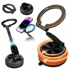 2-in-1 Pluggable Magnetic Suction Cup Phone Mount, Detachable & Removable Design, 360° Rotatable Hands-Free Phone Holder for Car Desk Kitchen Bathroom All Smartphones