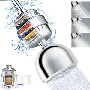 FEELSO Shower Head Filter Combo, High Pressure 3 Spray Settings Filtered Showerhead with Water Softener Filter Cartridge for Hard Water Remove Chlorine and Harmful Substances