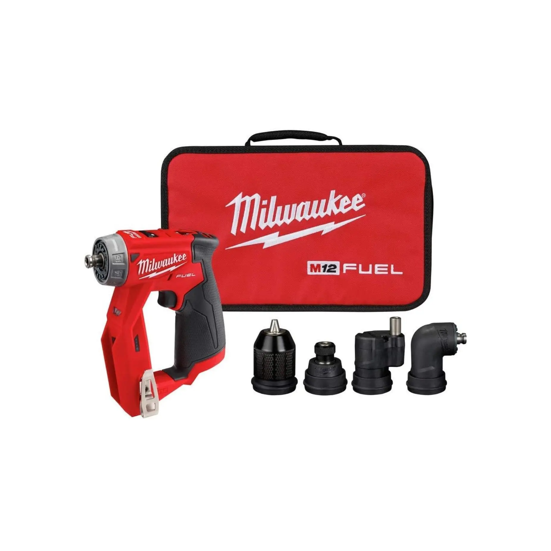 Milwaukee 3/8” M12 FUEL Installation Drill Driver (2505-20) - Cordless Hardware Drill, Power Drilling Tools for Offset Tight Corners, with Magnetic Bits, Fiberglass Compatibility, Belt Clip, Contractor Bag, Fiber Glass