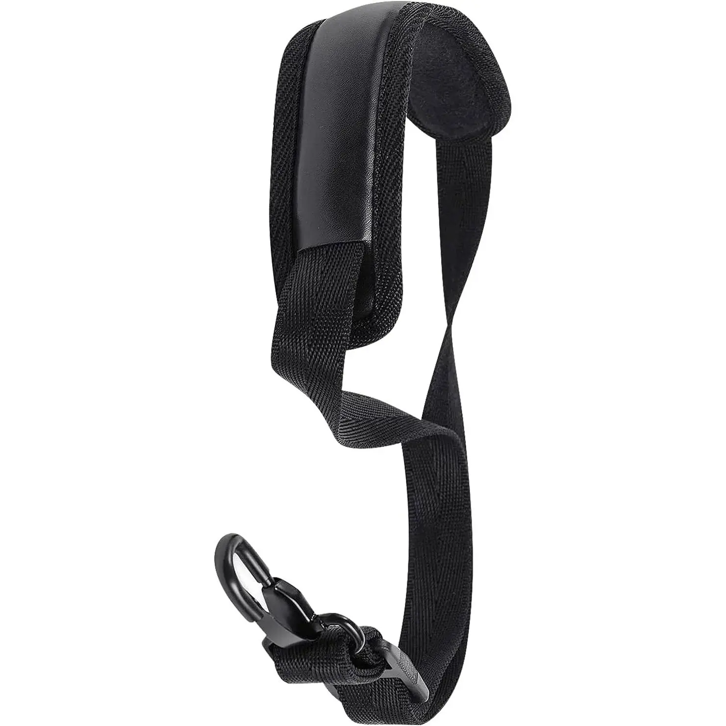 Unisex Adjustable Padded Soft Leather Saxophone Strap, 14.6-20.9 Inch (37 - 53 Cm), Compatible with Alto Sax, Baritone Soprano Horn, English Horns, Clarinet (1, Black)