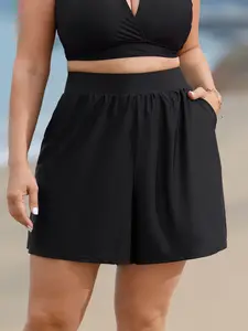 【Summer Turn-Up】【Tummy control】BlOOMCHIC Plus Size High Waisted Pockets Solid Pleated Swim Bottom [M-6X] 2026 Summer Pick for Mother's Day