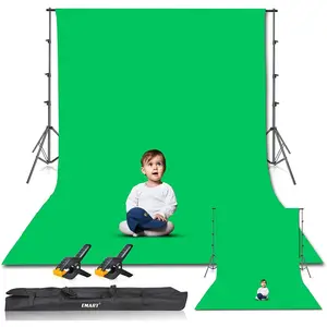 Photo Video Studio 8.5 X 10Ft Green Screen Backdrop Stand Kit, Photography Background Support System with 10 X12Ft 100% Cotton Muslin Chromakey Backdrop