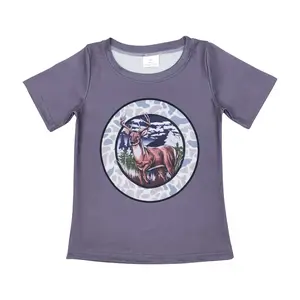 BT0464-Moose camouflage dark grey short-sleeved top  Tshirt