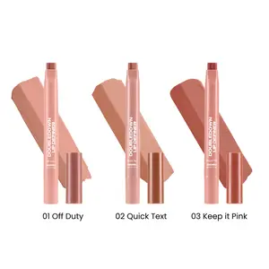 sacheu DoubleDown Lip Definer Trio - 3-Pack 2-in-1 Lip Liner & Balm Set, Long-Lasting K-Beauty Lipstick with Satin Finish, Avocado Oil & Vitamin E, Nude, Pink & Brown Shades