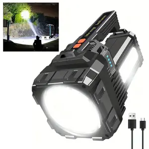 Rechargeable Spotlight Flashlight Handheld Spot Light LED Flashlight with Handl Ultra-Long Standby Electric Torch with USB Output