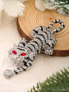 Creative Tiger Design Brooch, Rhinestone Decorated Brooch Pin, Clip, Fashion Accessories Jewelry for Women & Men, Trendy All-match & Exquisite Brooch for Birthday Gift