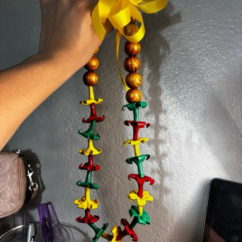 Puakenikeni Foreva Car Lei - Authentic Hawaiian Handmade Lei with Pink and Brown Beads for Car Decoration