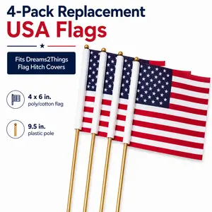 Mini 4"x6" USA Flag Hitch Cover Replacement 4-Pack