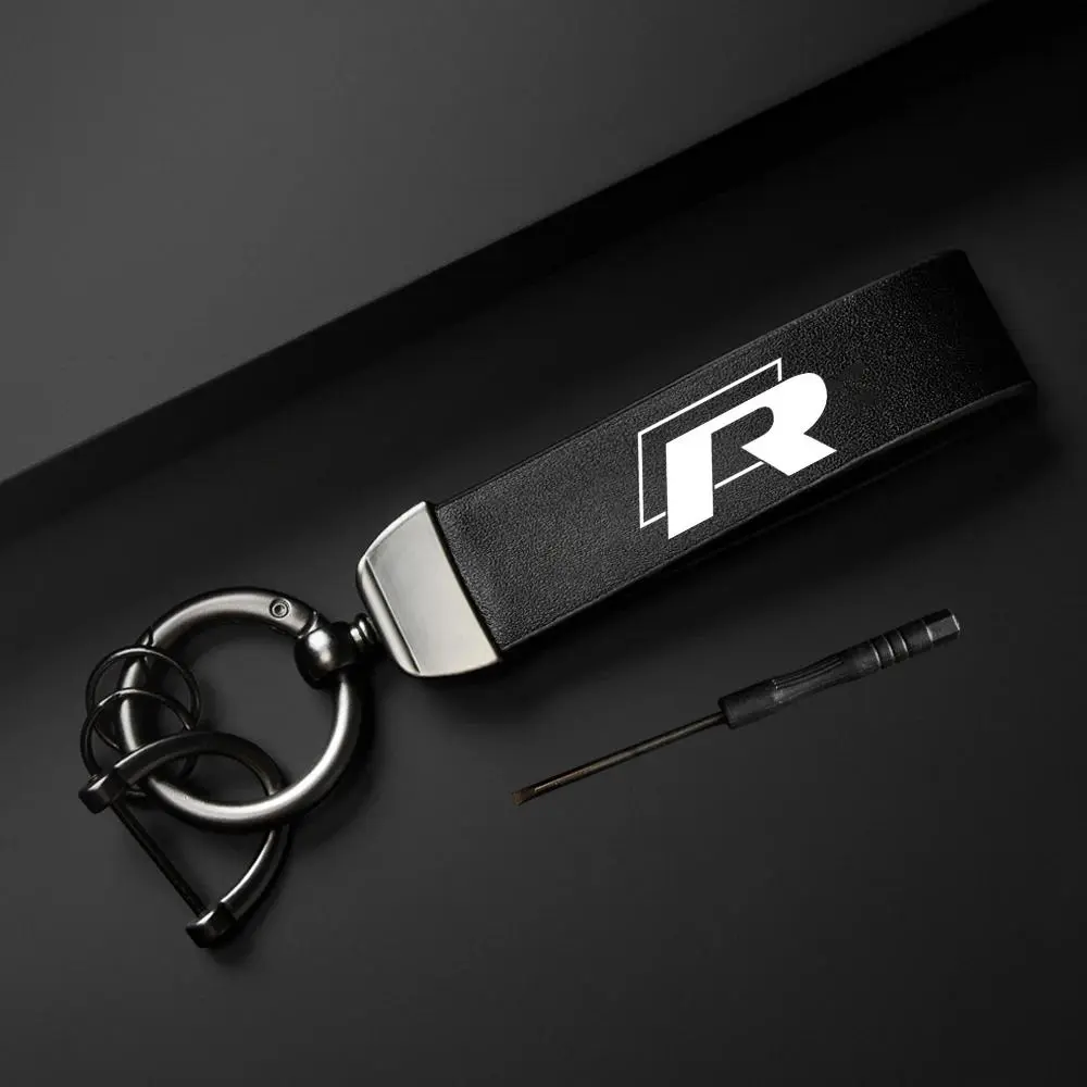 Car Keychain, PU Leather Car Keychain, Simple Design Car Interior Decoration Accessories for Volkswagen VW Rline Beetle Touareg Tiguan Touran CC Golf MK6 7, Lightweight Keychain, Keychain Accessory, Car Key Chains