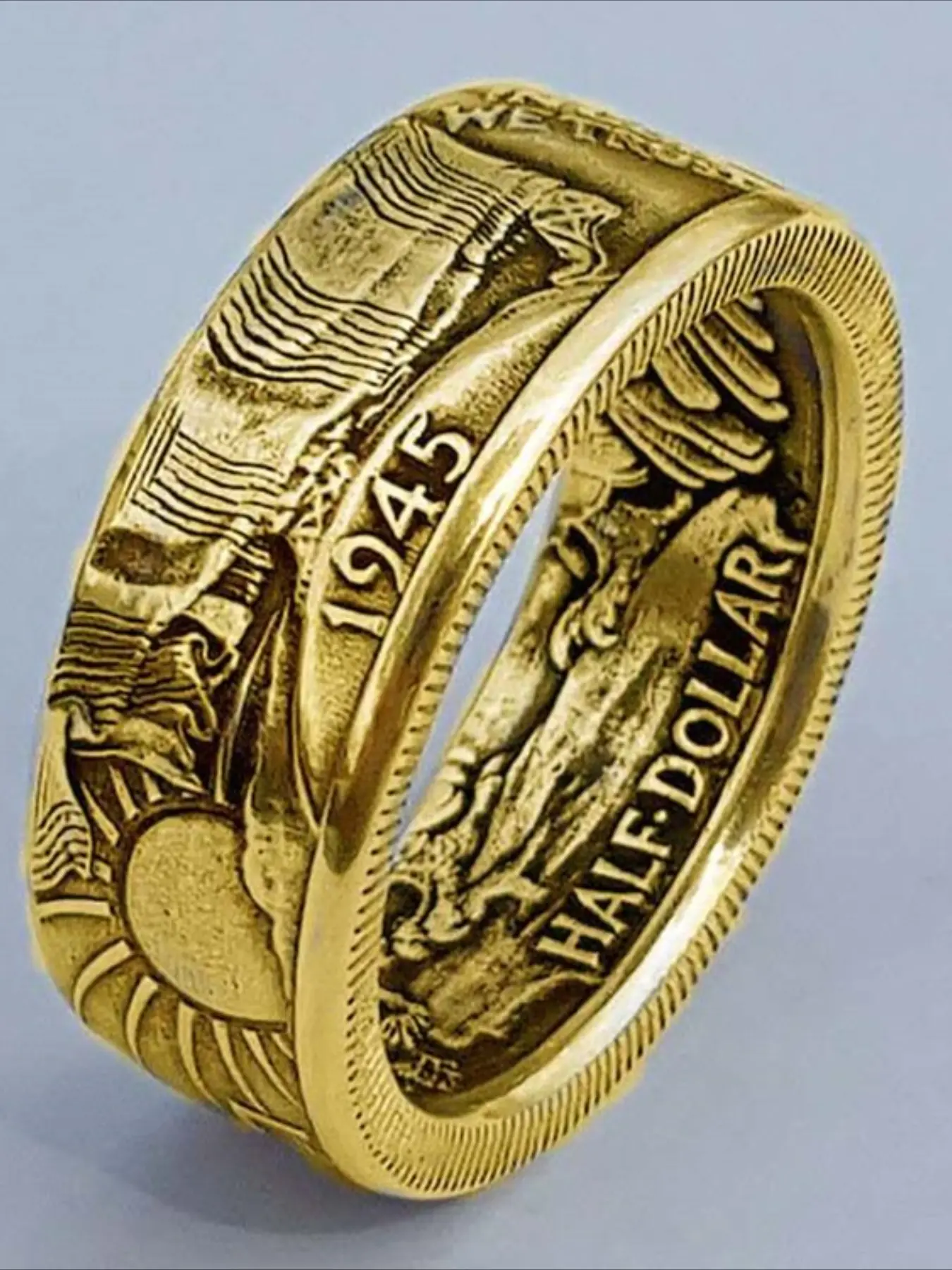 Vintage Coin Morgan 1945 Ring for Men & Women, Unique Gift Idea for Valentine's Day & Christmas, Stylish Jewelry Accessory, Elegant Ring, Engraved Ring, Vintage Rings, Beautiful Rings