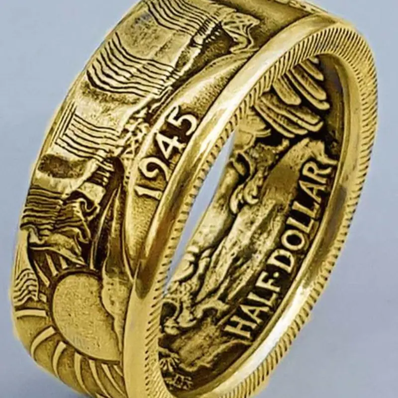 Vintage Coin Morgan 1945 Ring for Men & Women, Unique Gift Idea for Valentine's Day & Christmas, Stylish Jewelry Accessory, Elegant Fashion Rings, Elegant Ring, Engraved Ring, Vintage Rings, Beautiful Rings