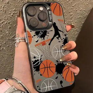 Basketball Pattern Phone Case, Anti-drop Shockproof Phone Protective Cover, Phone Accessory Compatible with iPhone 11 12 13 14 15 Pro Max