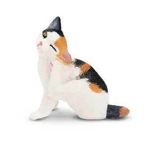 TOYMANY Hand-Painted Mini Sitting Patched Tortoiseshell Cat Figurine - PVC Plastic Realistic Pet Model, 3+ Age Early Education Toy, Montessori Sensory Play Collectible Gift, Decoration Items