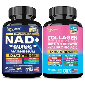 Forever Young Set - Zoyava NAD+ & Collagen Combo - Ultimate Antioxidant Supplement - Skin Aging Support, Nail & Hair Health, & Overall Wellness - Made in USA