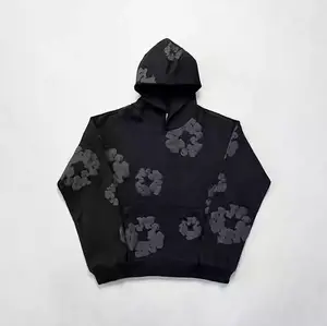 Denim Tears Cotton Floral Print Tracksuit 3D Print Loose Hoodie Women's Pullover Sweatshirt American Trendy High Street Hip Hop Style Unisex 2-Piece Running Set Hoodie Sweatpants Long Sleeve Long Sleeve Tops Womenswear Casual