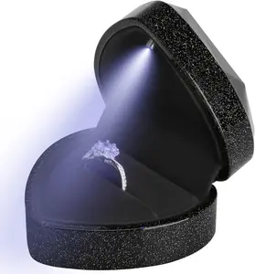 Heart Shaped New style Ring Box with LED Light, Jewellry Display Box for Wedding, Engagement, Valentine's Day, Proposal, Mother's Day,   Christmas, Birthday, Anniversary and Thanksgiving Gifts