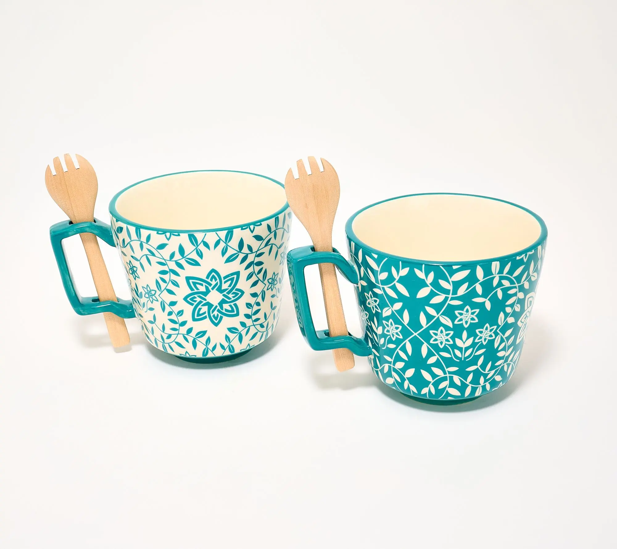 GemmaMade Set of (2) 16-oz Microwave Meal Mugs W/ Sporks GemmaMade Set of (2) 16-oz Microwave Meal Mugs W/ Sporks
