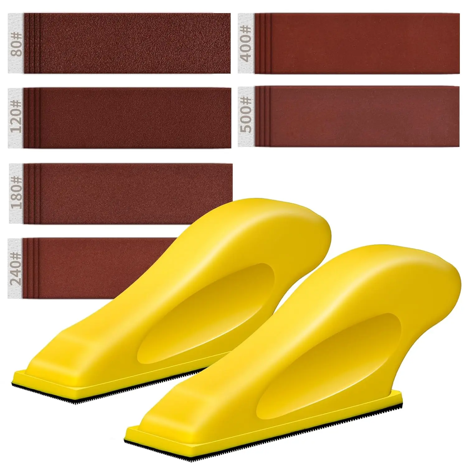 Micro Gator Finger Sander 2 Pack, 30 x 3.5x1 in Multiple Grits (80-600) Sandpapers, Soft PU & Hook Loop, Ergonomic Design for Crafts DIY Wood Finishing, Narrow Areas & Tight Space Polish, 30 Sheets