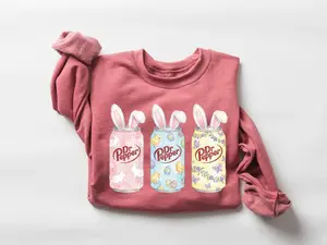 Easter Bunny Dr Pepper Sweatshirt – Cute Soda Can Graphic Shirt, Spring Holiday OutfitCute Soda Can Easter Shirt, Spring Holiday Graphic Pullover