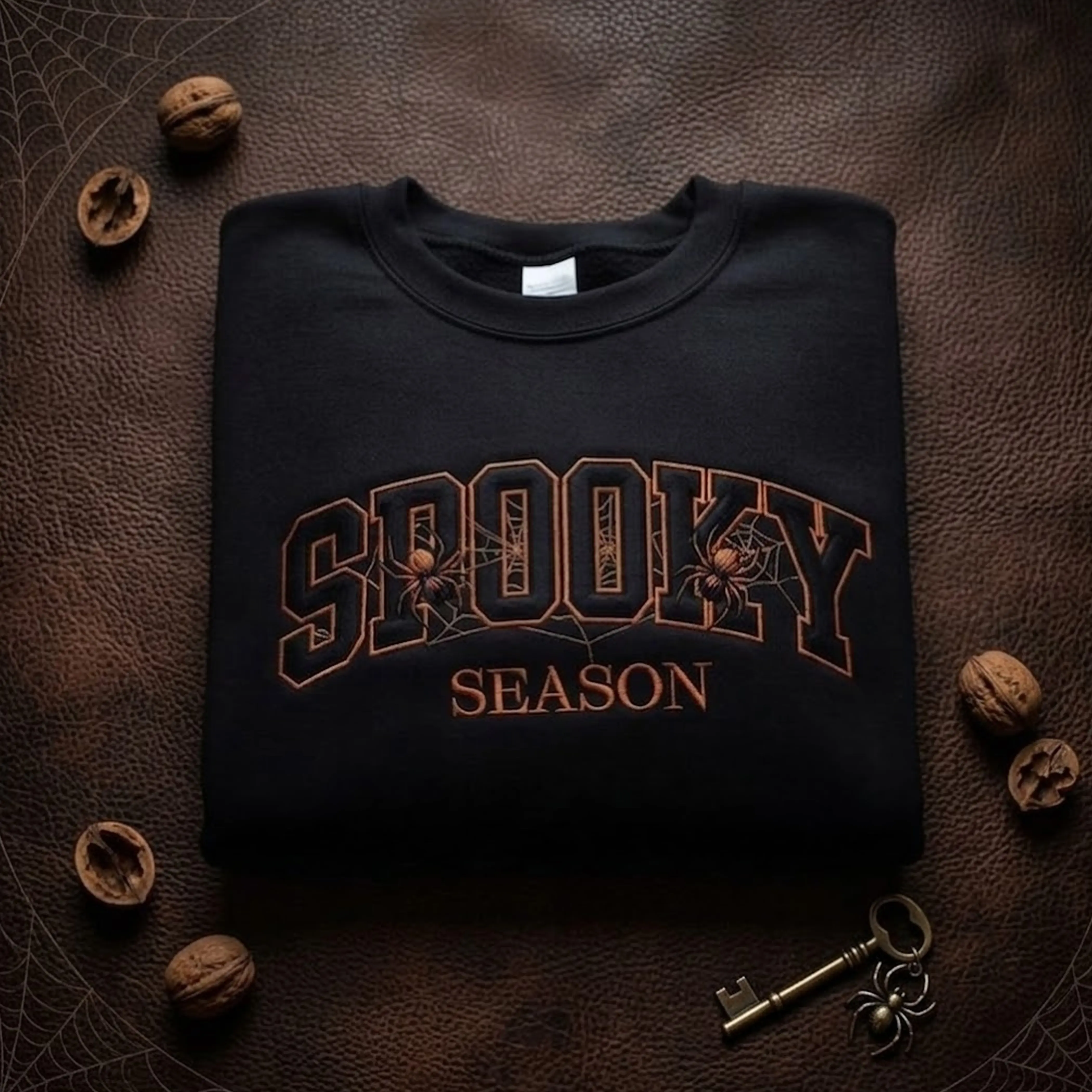 Embroidered Spooky Season Sweatshirt, Fall Sweatshirt, Halloween Fall Sweatshirt