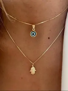 Double Layer Evil Eye Necklace, Daily Wear Necklace For Women, Blue White Cz Diamond Eye Pendant, Lucky Protection Jewelry, Necklace Gift, Stainless Steel Material
