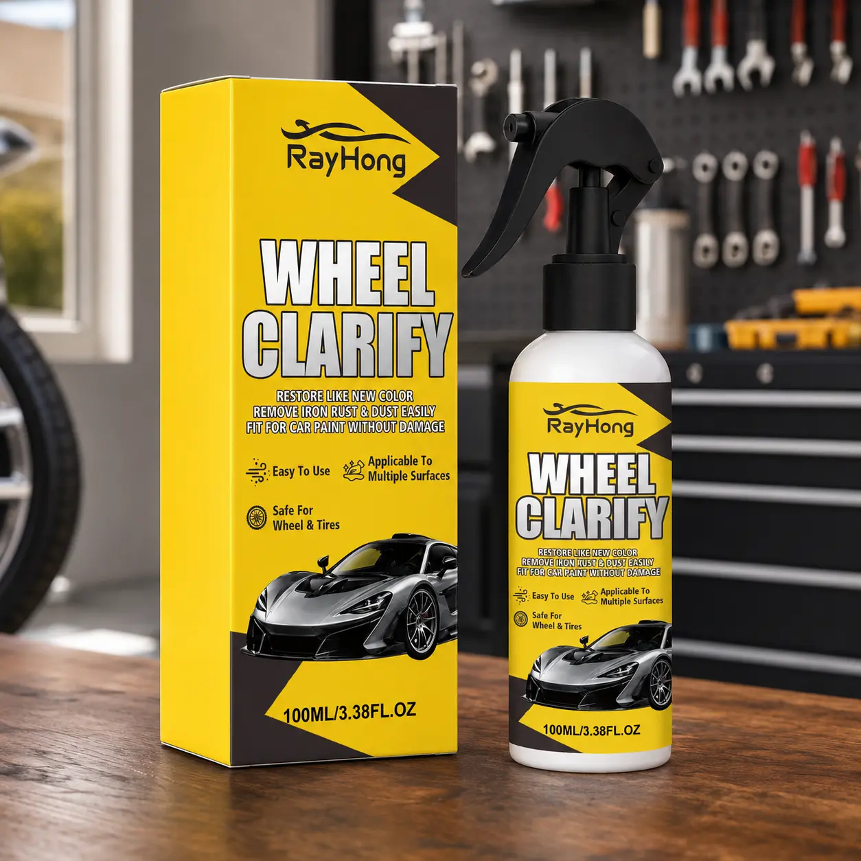 Automotive Rust Remover Spray Fast-Acting Iron Brake Dust Iron Removal Automotive Detailing for All Automotive Paints Wheel Rim Motorcycles RV Boat Restores Metal Surfaces and Hard Surface