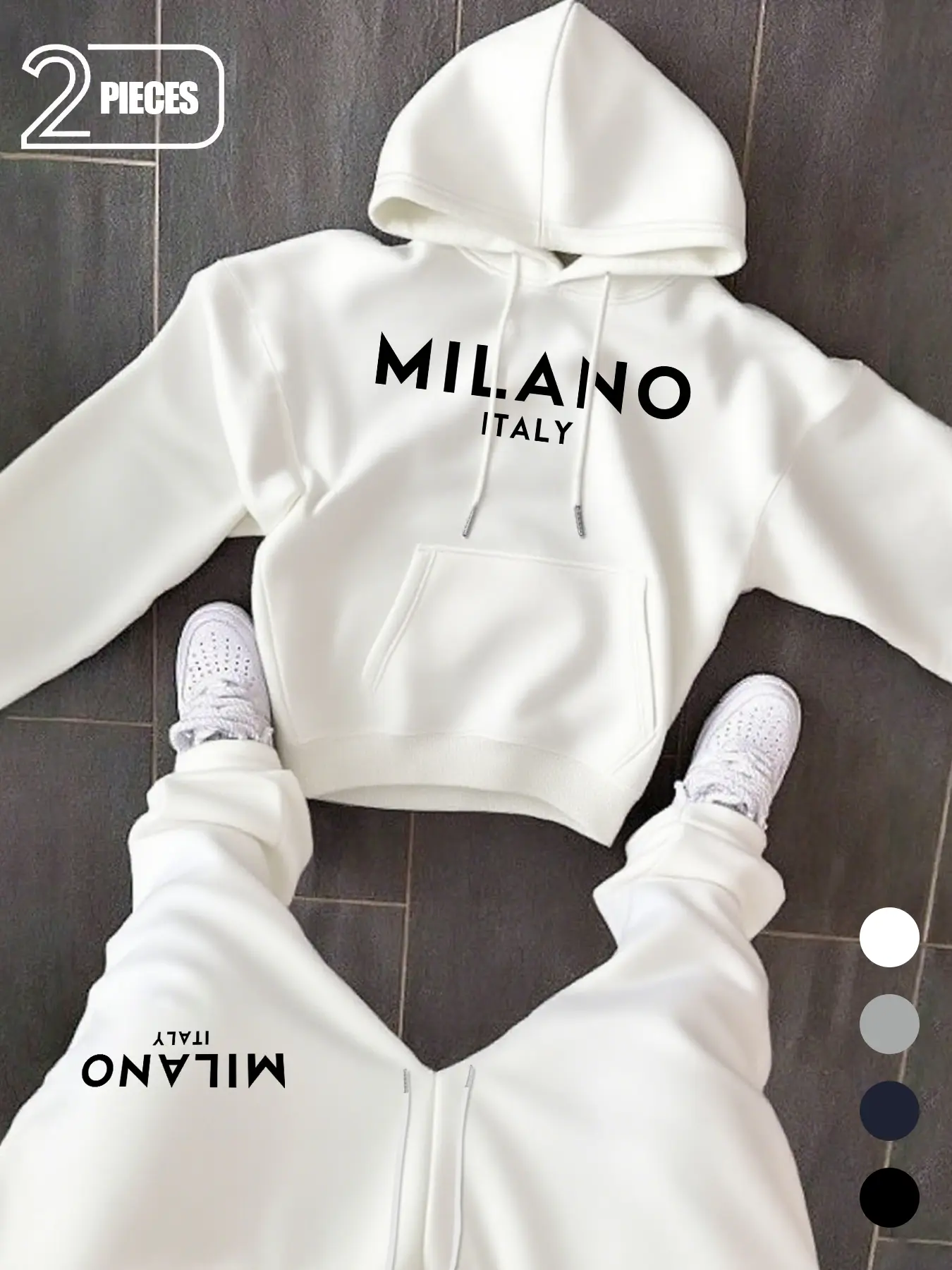 Men's  MILANO Graphic Oversized Tracksuit Sweatsuit Matching Set: Viral Black Heavyweight Hoodie & Jogger Set for the Ultimate Monochrome Streetwear Look #OversizedHoodie #Streetwear Casual Tracksuits
