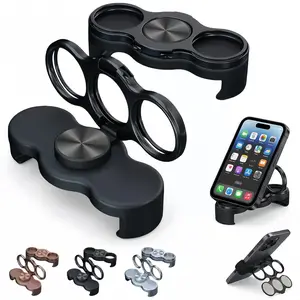 3-in-1 Cell Phone Ring Holder Stand, 360° Rotation 3-Finger Phone Grip Kickstand, Magnetic Car Mount Compatible, Foldable Desktop Stand for iPhone, Samsung, Android