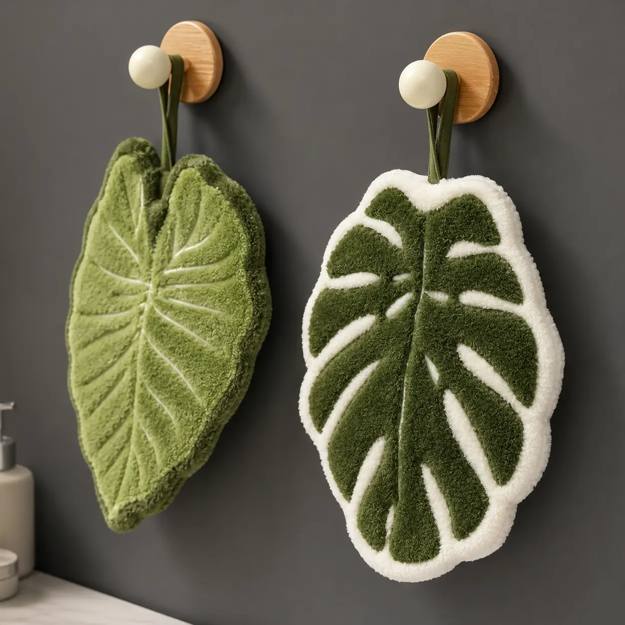 2PCS Creative Leaf Multi-Pack Combo Hand Towels - Soft, Absorbent Hanging Towels for Kitchen & Bathroom, Multi-Pack Hand Towels