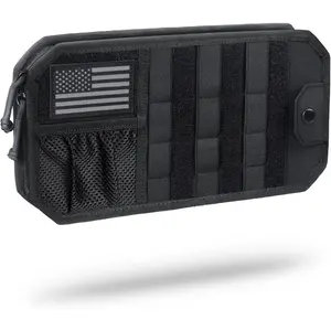 Car Sun Visor Storage Box, Original Design Car Accessories, Zippered Sun Visor Storage Bag and Glasses Clip, Semi-Rigid Panel for Tactical Gear, Suitable for Most Vehicles, SUVs, Trucks