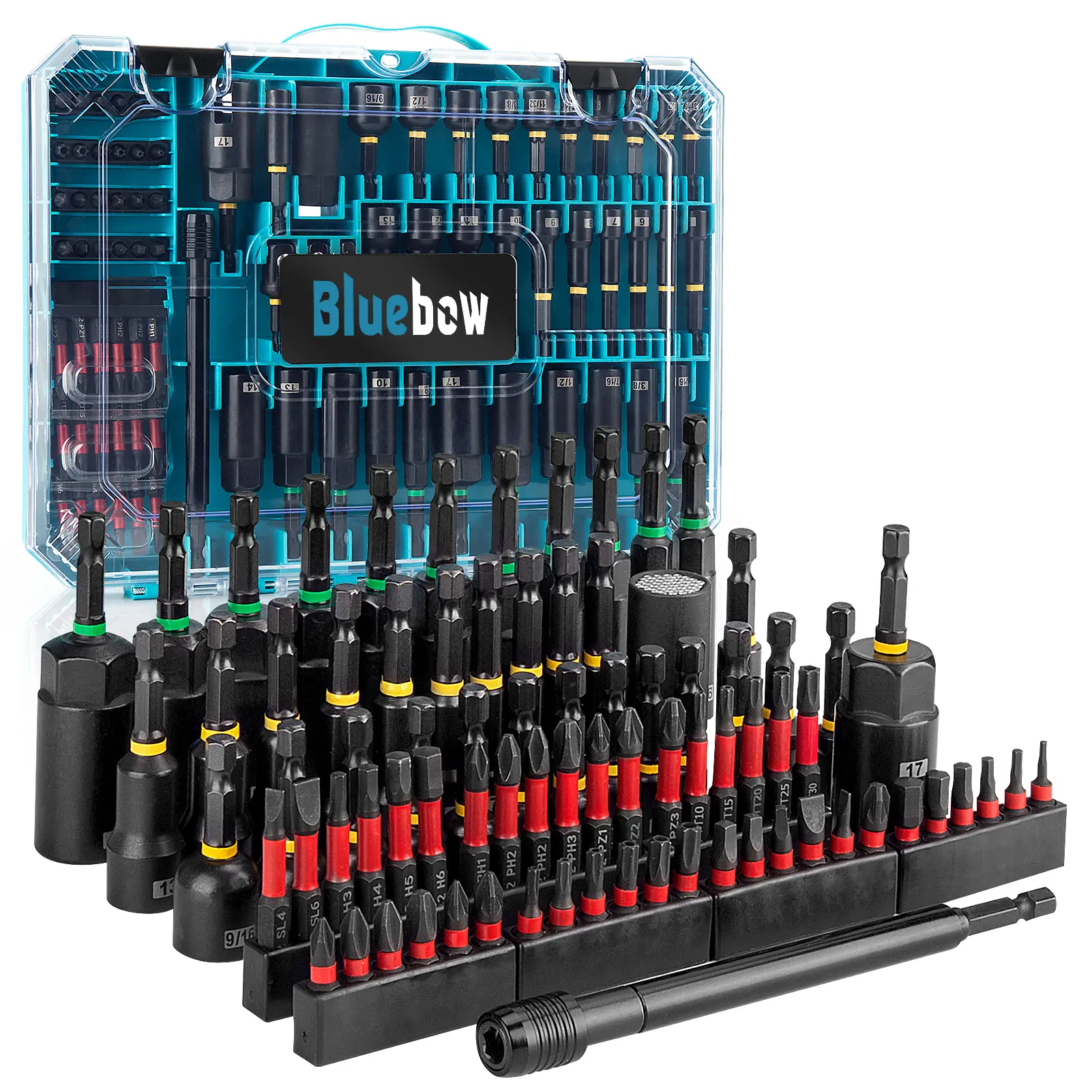 80PSC Magnetic Nut Driver Set for Impact Drill, 1/4'' Quick Change, Metric & SAE with Adapters, Wing Nut Driver, Universal Sockets,  Bit Holder, Quick Release Extension, Power Bits,  Mechanic Essentials