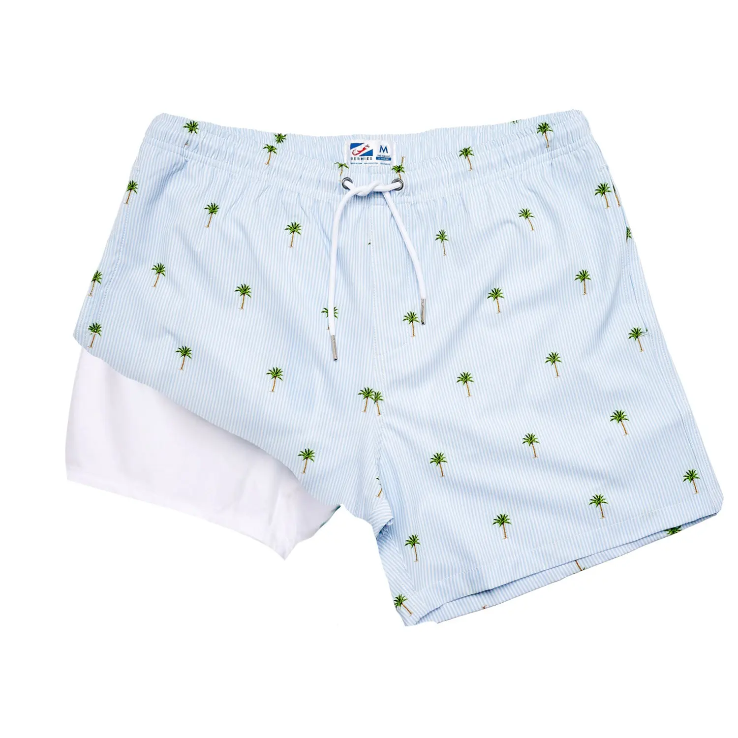 Palm Stripes - Chafe-Free Swim Trunks - 5 Inseam