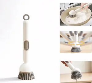 6-in-1 Dish Brush with Detergent Dispenser 360° Rotating Scrubber for Pots Pans Dishes & Utensils Adjustable Angles Non-Slip Grip Handle Durable PET Bristles Ergonomic Design Anti-Slip Grip Integrated Soap Dispenser