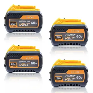 1/2/4PACK 12000mAh For DEWALT FLEXVOLT 20V/60V MAX Lithium Ion Battery 12.0Ah DCB609 DCB606 DCB612 Compatible With DCB200 DCB201 DCB203 DCB204 DCB206 DCB207 DCB208 Fit 20V/60V MAX Cordless Power Tools Fathersdaygift Heavy Duty Portable