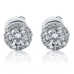 1/4 Ct Halo Diamond Studs 10K White Gold