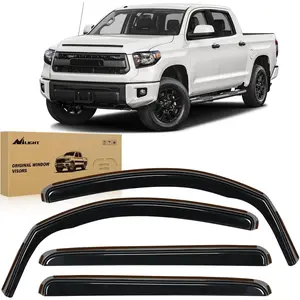 Nilight In-Channel Rain Guards for Toyota Tundra Crew Max 2007-2021, 4PCS Automotive Car Accessories - Acrylic Aerodynamic Original Vent Window Deflectors, Black Truck Exterior Accessories